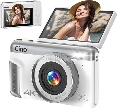 Native 4K Digital Camera Real 21MP CMOS 64MP Images| 3" Flip Screen Vlogging Camera with Built-in Microphone | 16 Retro Filters | Macro & Wide-Angle Lens Support | 32GB&OTG Included in Saudi Arabia