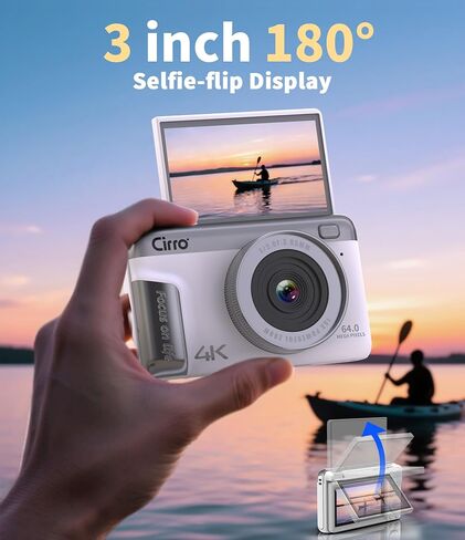 Native 4K Digital Camera Real 21MP CMOS 64MP Images| 3" Flip Screen Vlogging Camera with Built-in Microphone | 16 Retro Filters | Macro & Wide-Angle Lens Support | 32GB&OTG Included in Saudi Arabia