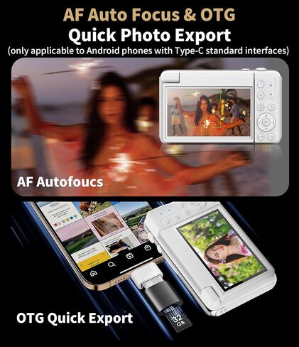 Native 4K Digital Camera Real 21MP CMOS 64MP Images| 3" Flip Screen Vlogging Camera with Built-in Microphone | 16 Retro Filters | Macro & Wide-Angle Lens Support | 32GB&OTG Included in Saudi Arabia
