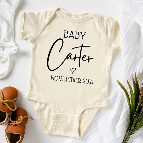 Custom Baby Onesie Announcement | Personalized Last Name Pregnancy Reveal | Cute Baby Announcements | LNDDC01 CREAM in Saudi Arabia