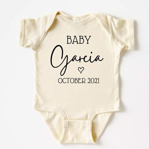 Custom Baby Onesie Announcement | Personalized Last Name Pregnancy Reveal | Cute Baby Announcements | LNDDC01 CREAM in Saudi Arabia