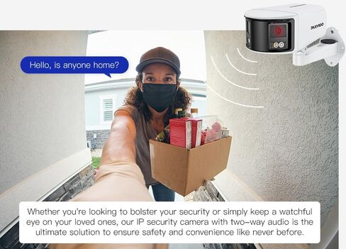 كاميرا مراقبة 4K 8MP UHD Dua Lens بانورامية PoE IP للمراقبة الخارجية/الداخلية، بحد أقصى. سعة تخزين 256 جيجابايت، IP67، رؤية ليلية ملونة، ميكروفون، صفارة الإنذار والإنذار، الذكاء الاصطناعي للبشر والمركبات-EBF810 in Kuwait