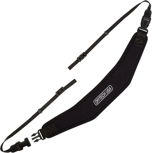 OP/TECH USA Utility Strap 3/8" – Padded Camera Strap with Quick Release for DSLR, Binoculars, Polaroid & Film Cameras – Lightweight, Vintage Style – Black - Made in USA in Saudi Arabia