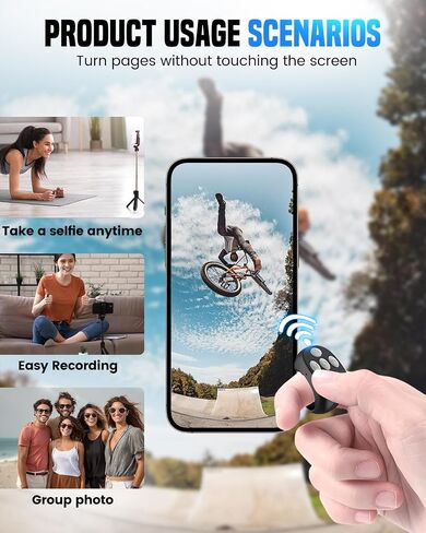Fingertip Wireless Bluetooth Remote Control, 2026 Upgraded Scrolling Ring Bluetooth Page Turner for Phone, Camera Shutter Scroller Remote for Short Video Music (Black) in Saudi Arabia