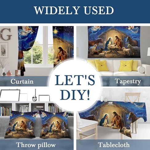 Mocsicka Christmas Nativity Backdrop Holy Nativity Religious Party Decorations Xmas Merry Christmas Backgournd for Photography Party Supplies Photo Booth Props (Blue, 7x5ft(82"x60")) in Saudi Arabia