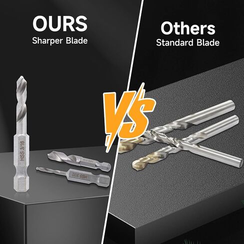 Twist Stubby Drill Bit Set, Size 3/32'' to 3/8'' with Size Index & Storage Base, 6-Piece Hex Shank Drill Bits for Metal, Made of High-Speed Steel in Saudi Arabia