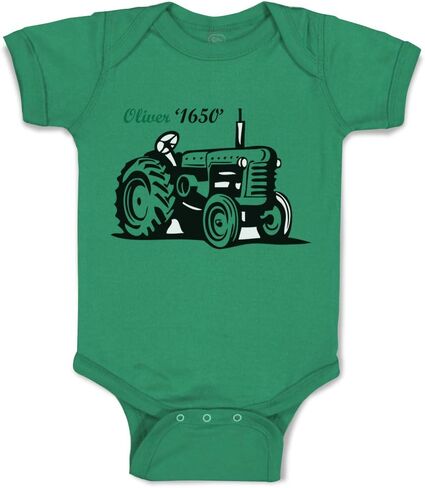Baby Bodysuit Oliver Tractors Funny Humor Boy & Girl Baby Clothes Funny Cotton Kelly Green Design Only 6 Months in Saudi Arabia