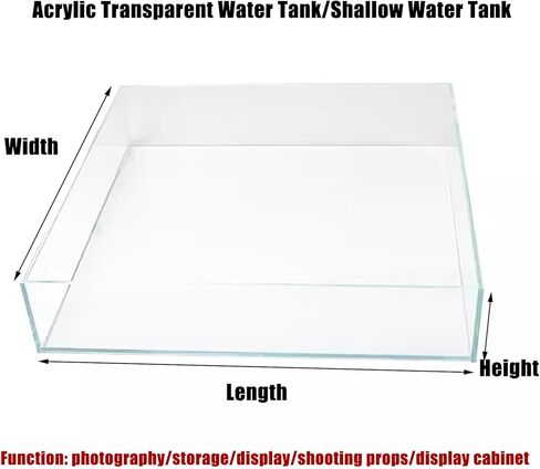 Highly Transparent Square Acrylic Water Tank, Shallow Water Tank Photography Props, 5MM Thick Multifunctional Display Box(20x20x10cm/7.9x7.9x3.9in) in Saudi Arabia