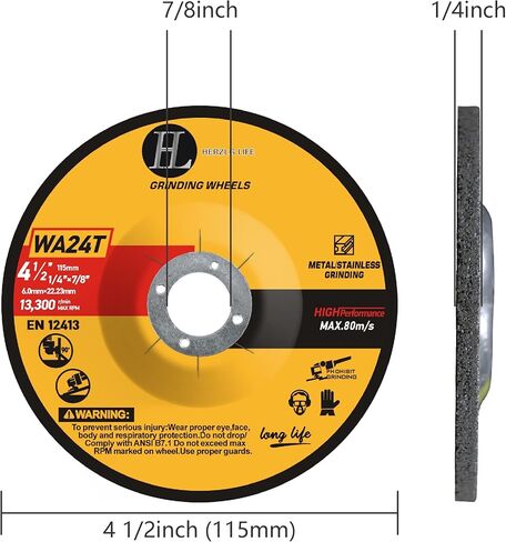 Grinding Wheels 4 1/2 inch Grinder Wheel for Metal & Stainless Steel,Grinding Disc for Angle Grinder 4-1/2'' x 1/4'' x 7/8''-10 Pack in Kuwait