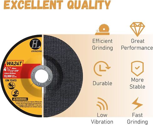 Grinding Wheels 4 1/2 inch Grinder Wheel for Metal & Stainless Steel,Grinding Disc for Angle Grinder 4-1/2'' x 1/4'' x 7/8''-10 Pack in Kuwait