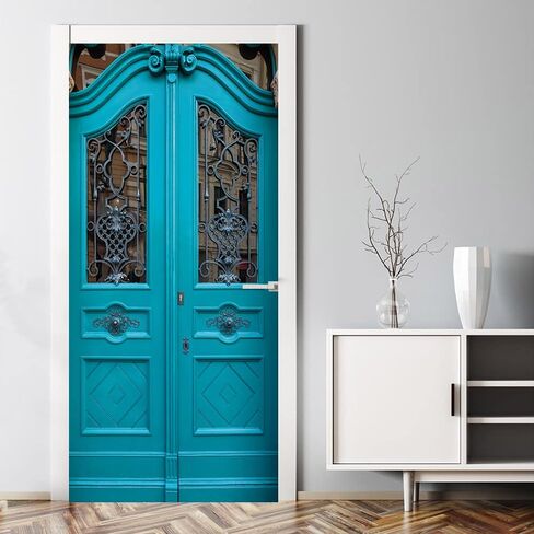 3D Door Stickers Murals - White Wooden Peel and Stick Wallpaper PVC Self-Adhesive Decals, Removable Waterproof Poster for Bedroom Living Room Wall Decoration 30.3x78.7 Inch in Saudi Arabia