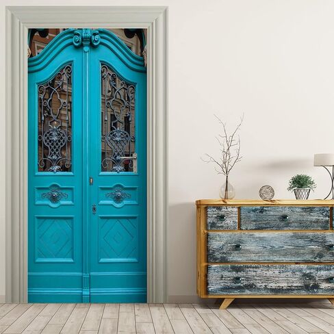 3D Door Stickers Murals - White Wooden Peel and Stick Wallpaper PVC Self-Adhesive Decals, Removable Waterproof Poster for Bedroom Living Room Wall Decoration 30.3x78.7 Inch in Saudi Arabia