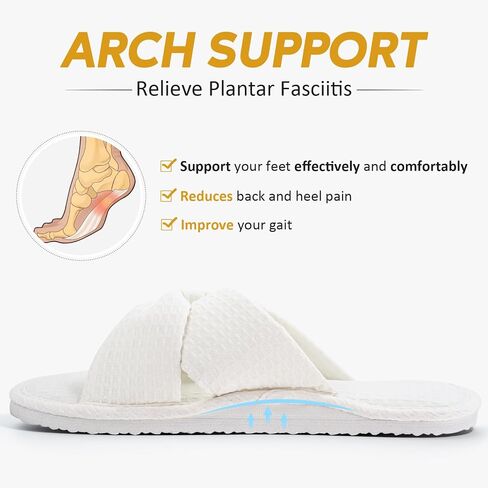 QIGEGE Slippers for Women with Arch Support House Slippers Bedroom Bubble Waffle Knit Fabric Bow Crossbands Slide Sandals Shoes Comfy Trendy Gift in Saudi Arabia