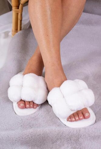 Dolly Pom Pom Slippers in Grey in Saudi Arabia