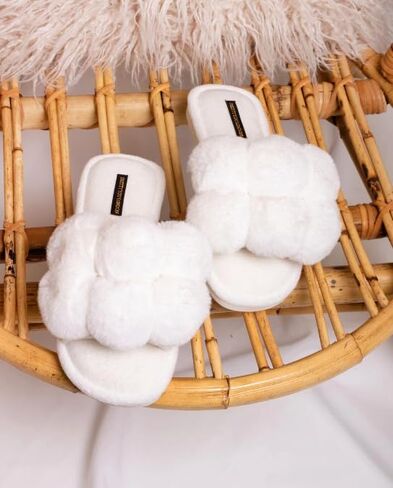 Dolly Pom Pom Slippers in Grey in Saudi Arabia