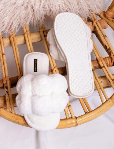 Dolly Pom Pom Slippers in Grey in Saudi Arabia