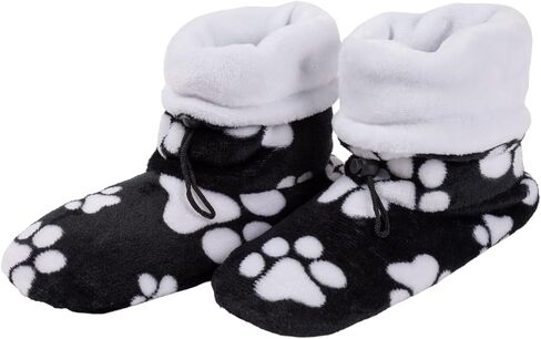 GreaterGood Super Cozy Deluxe Paw Non Slip Toggle Slipper Booties for Women Soft Adjustable Fit Fold Over Cuff Warm Footwear Gifts for Mom Ladies in Kuwait