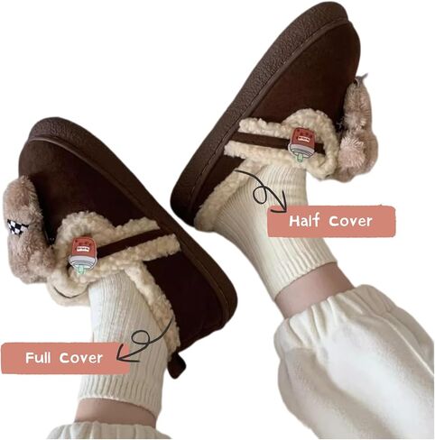 ZQW Women's Lazy Sweet Brown Teddy Bear Slippers Y2k Aesthetic Indoor Outdoor Cute Warm Plush Lined Fluffy Fur Fuzzy Animal Shoes in Saudi Arabia