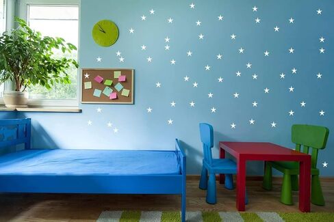 Easma Star Wall Decals (191stars+1moon+1heart) 3 Size White Stars and Moon Decals Removable Peel and Stick Stickers Fits Kids Room Decor in Kuwait