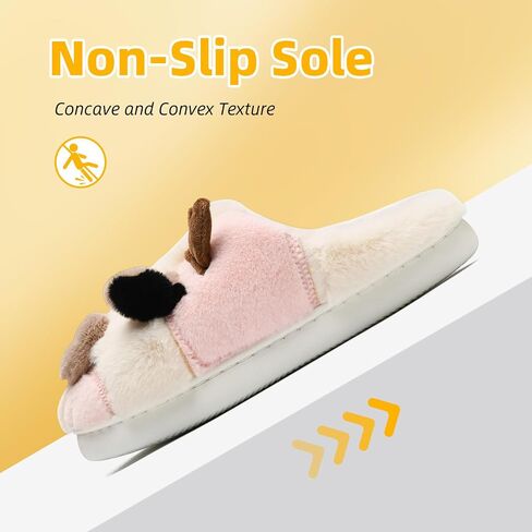 Cow Slippers for Women & Men - Plush Soft Non-Slip House Slipper, Winter Warm Fuzzy Shoes with Comfort Memory Foam, White Pink in Saudi Arabia