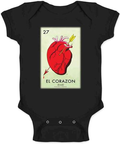 Pop Threads El Corazon Heart Loteria Card Mexican Bingo Infant Baby Boy Girl Bodysuit in Saudi Arabia