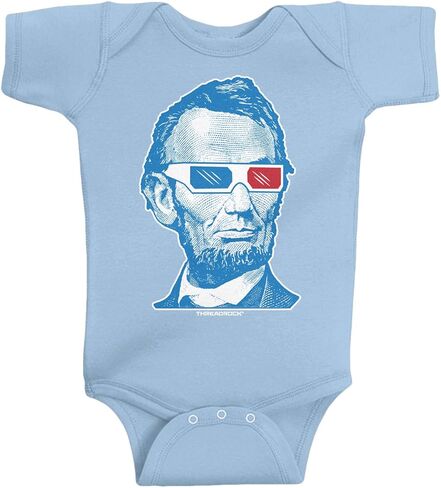 Threadrock Baby Boys' Abraham Lincoln 3D Glasses Infant Bodysuit in Saudi Arabia