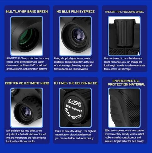 Telescopes for Adults Astronomy, High Power Binoculars Hd Binoculars Monocular 10X25 Mini Binoculars l Opera for Travel Concert Outdoor Sports in Saudi Arabia