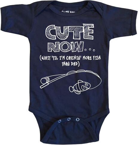 Cute Now... Wait 'Til I'm Catchin' More Fish Than Dad - Baby Infant Fishing Bodysuit Short Sleeve in Saudi Arabia