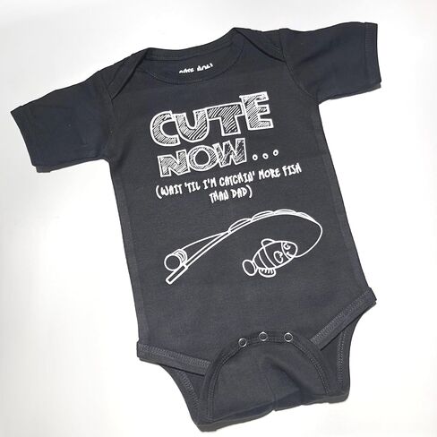 Cute Now... Wait 'Til I'm Catchin' More Fish Than Dad - Baby Infant Fishing Bodysuit Short Sleeve in Saudi Arabia