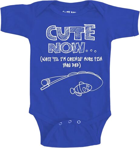 Cute Now... Wait 'Til I'm Catchin' More Fish Than Dad - Baby Infant Fishing Bodysuit Short Sleeve in Saudi Arabia