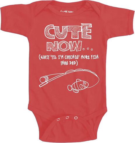 Cute Now... Wait 'Til I'm Catchin' More Fish Than Dad - Baby Infant Fishing Bodysuit Short Sleeve in Saudi Arabia