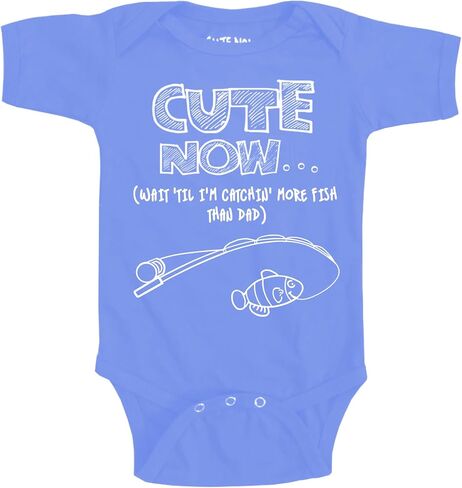 Cute Now... Wait 'Til I'm Catchin' More Fish Than Dad - Baby Infant Fishing Bodysuit Short Sleeve in Saudi Arabia