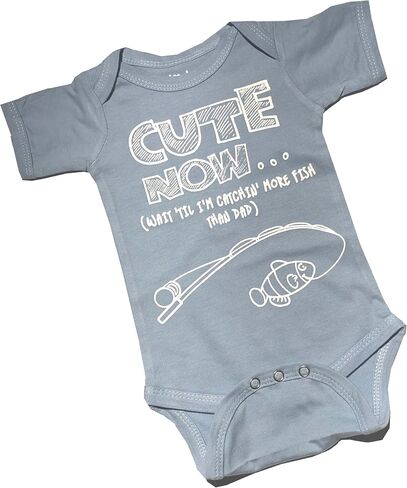 Cute Now... Wait 'Til I'm Catchin' More Fish Than Dad - Baby Infant Fishing Bodysuit Short Sleeve in Saudi Arabia