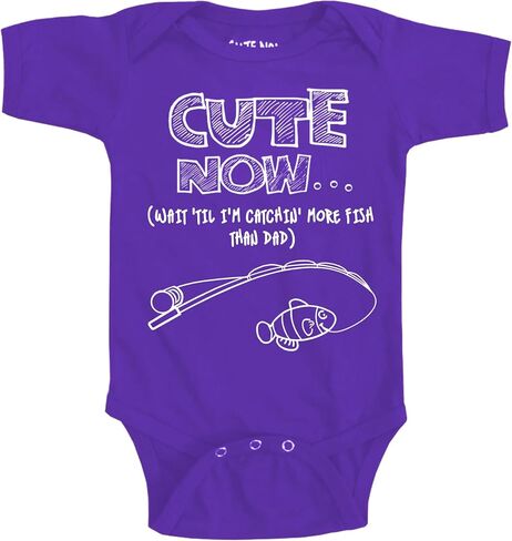 Cute Now... Wait 'Til I'm Catchin' More Fish Than Dad - Baby Infant Fishing Bodysuit Short Sleeve in Saudi Arabia