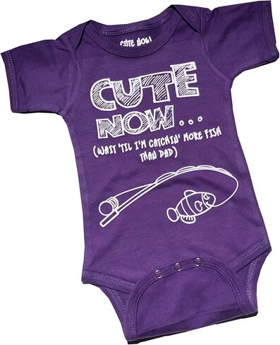 Cute Now... Wait 'Til I'm Catchin' More Fish Than Dad - Baby Infant Fishing Bodysuit Short Sleeve in Saudi Arabia
