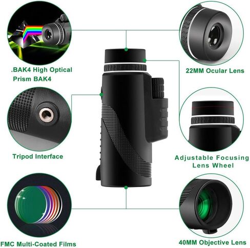 40 x 60 Monocular Telescope, High Power HD with Smartphone Holder and Tripod Waterproof with for Adult Bird Watching Outdoor Travel Sightseeing in Saudi Arabia