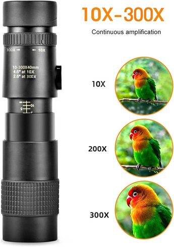 Monocular Telescope with 10-300X40mm Zoom, Portable HD High Power Compact Waterproof Telescope for Adult Bird Watching Outdoor Travel Sightseeing in Saudi Arabia