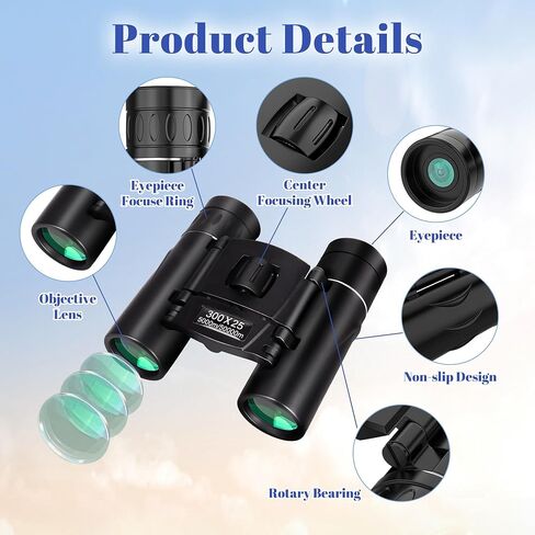 300x25 Binoculars for Adults, High Powered Binoculars Mini Pocket Compact Binocular for Bird Watching Hunting Football Concert Traveling Sightseeing in Saudi Arabia
