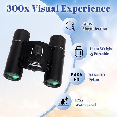 300x25 Binoculars for Adults, High Powered Binoculars Mini Pocket Compact Binocular for Bird Watching Hunting Football Concert Traveling Sightseeing in Saudi Arabia