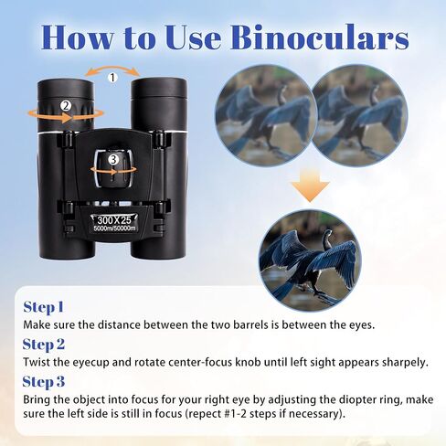 300x25 Binoculars for Adults, High Powered Binoculars Mini Pocket Compact Binocular for Bird Watching Hunting Football Concert Traveling Sightseeing in Saudi Arabia