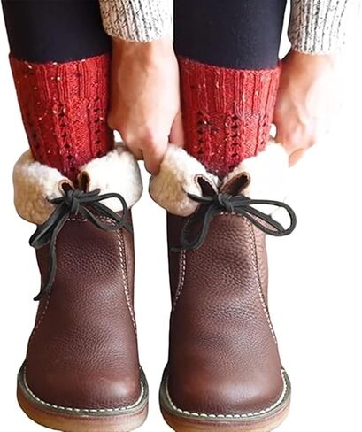 Women's Mid Calf Ankle Bootie Winter Round Toe Lace up Platform Sneaker Slip On Waterproof Warm Snow boots for Sports, Daily, Traveling, Climbing in Saudi Arabia