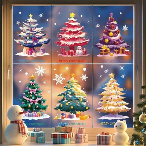 Christmas Static Window Stickers Cartoon Christmas Tree DIY Window Glass Sticker Party Decorative Supplies (30 * 20 * 5cm) (Style 06) in Saudi Arabia