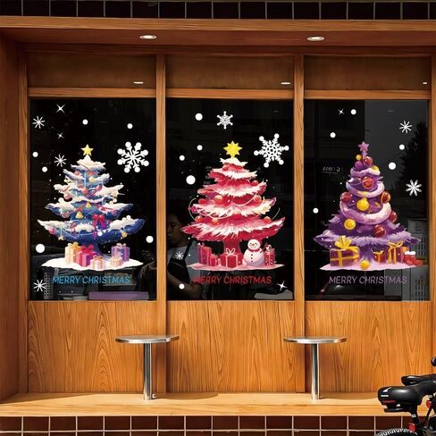 Christmas Static Window Stickers Cartoon Christmas Tree DIY Window Glass Sticker Party Decorative Supplies (30 * 20 * 5cm) (Style 06) in Saudi Arabia