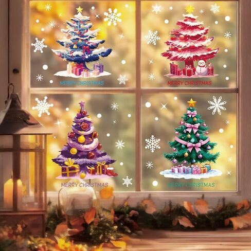 Christmas Static Window Stickers Cartoon Christmas Tree DIY Window Glass Sticker Party Decorative Supplies (30 * 20 * 5cm) (Style 06) in Saudi Arabia