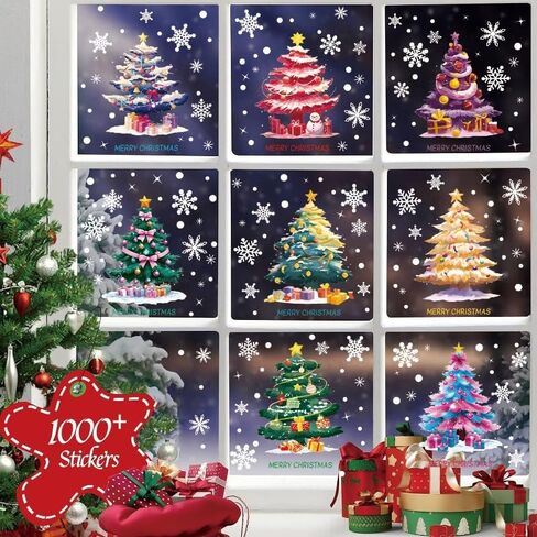 Christmas Static Window Stickers Cartoon Christmas Tree DIY Window Glass Sticker Party Decorative Supplies (30 * 20 * 5cm) (Style 06) in Saudi Arabia