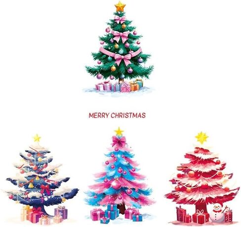 Christmas Static Window Stickers Cartoon Christmas Tree DIY Window Glass Sticker Party Decorative Supplies (30 * 20 * 5cm) (Style 06) in Saudi Arabia