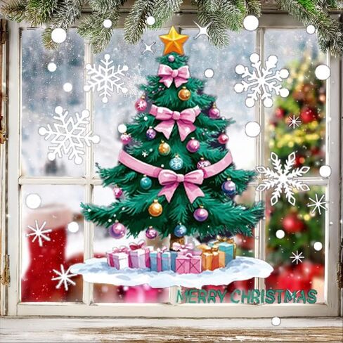 Christmas Static Window Stickers Cartoon Christmas Tree DIY Window Glass Sticker Party Decorative Supplies (30 * 20 * 5cm) (Style 06) in Saudi Arabia