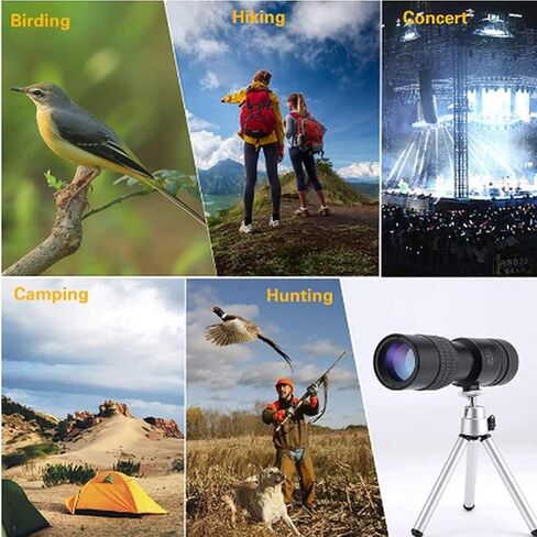 تلسكوب أحادي 4K 10-300x40 مم، تكبير أحادي العين مقاوم للماء ومضاد للضباب وقابل للتعديل مع حامل للهاتف الذكي وحامل ثلاثي القوائم لمشاهدة الطيور البالغة والسفر في الهواء الطلق in Saudi Arabia