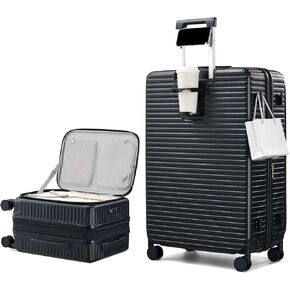 Hard Shell Expandable Luggage Sets 2 Piece with Spinner Wheels Cup Holder, Top Opening Lightweight Luggage Rolling Suitcase with Lock, Carry On And Checked Luggage Set 2 Piece (White, 20/28) in Kuwait