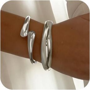 Chunky Gold Bangles for Women Gold Cuff Bracelet Set Dainty 14k Gold Plated Waterproof Non Tarnish Chunky Stack Bracelet for Women Jewelry Gifts in Kuwait